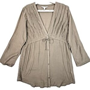 Athleta Womens Day Dream Coverup Tunic  Brown Size L Beach Silk Roll Tab Protect